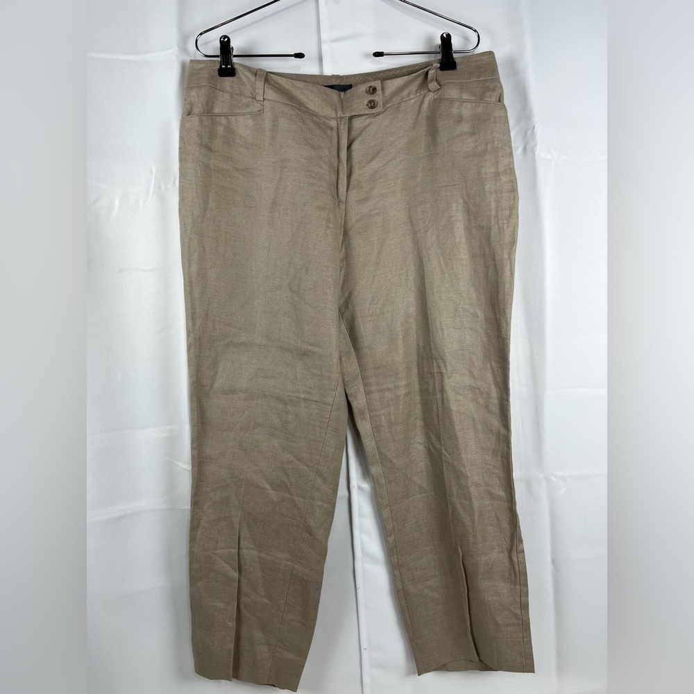 NWT The Limited Pencil Ankle Pants Womens Size 12 Beige 100% Linen